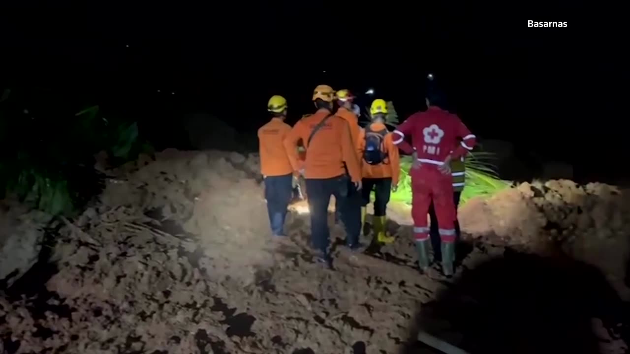 Rescuers race to find survivors following deadly landslide in Indonesia