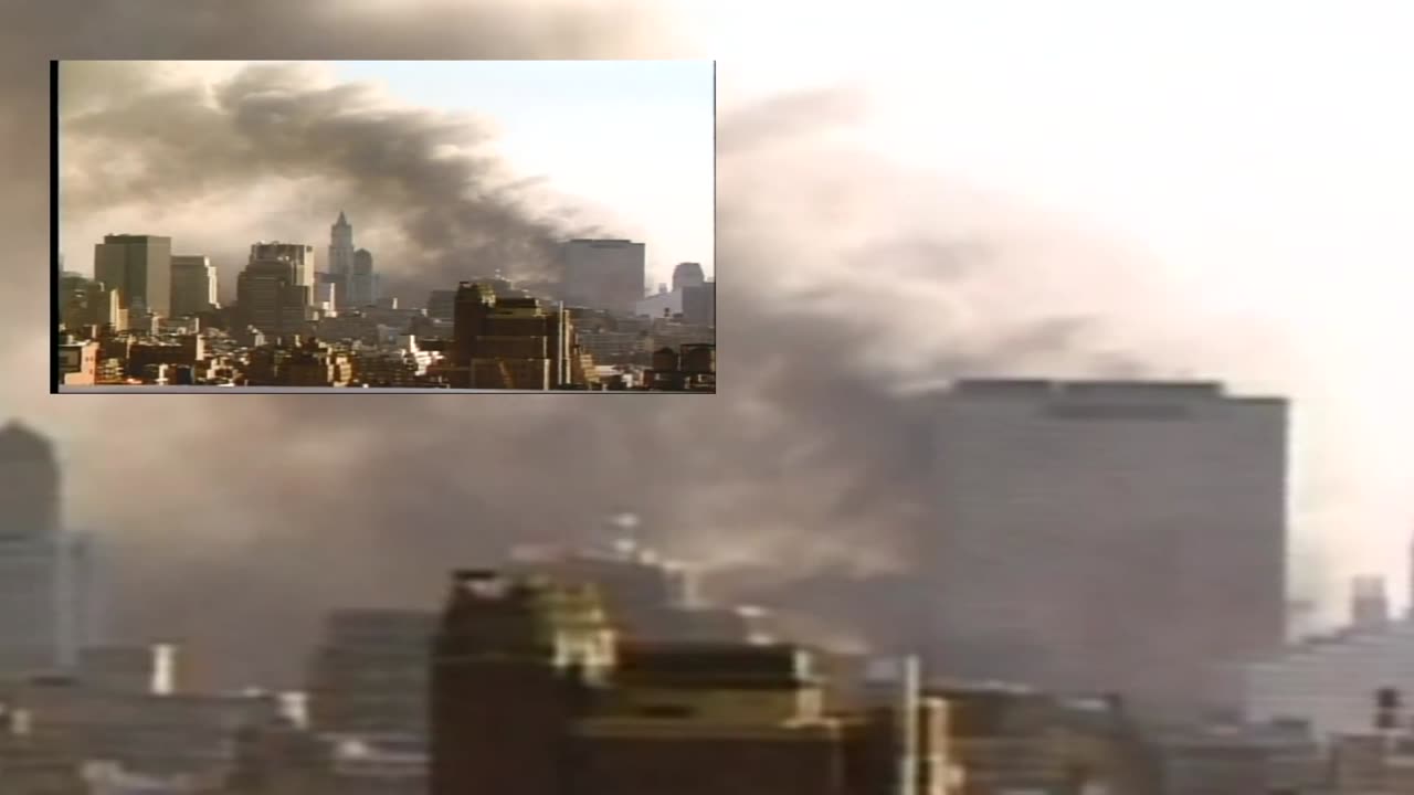 911 WTC 7 Demolition - Penthouse Collapse Long Shot CNN Raw No Audio