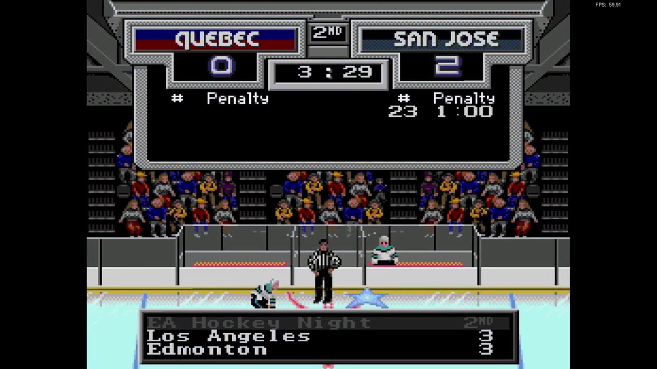 NHL '94 Franchise Mode 1992 Regular Season G45 - Modano09 (QUE) at Len the Lengend (SJ)