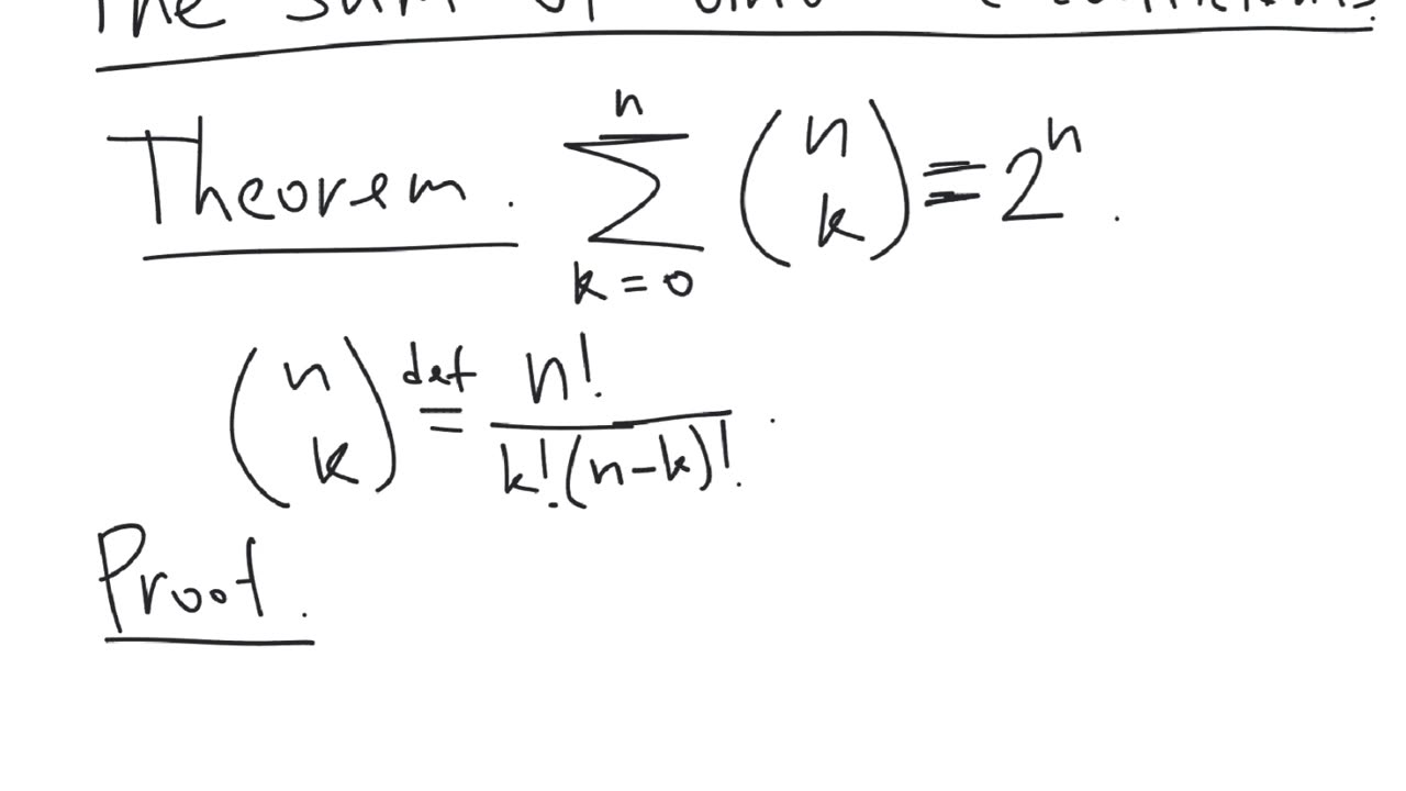 The sum of the binomial coefficients | general mathematics | intermediate level