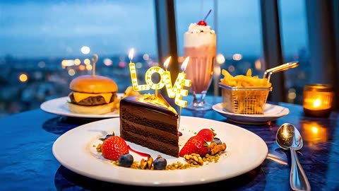 Slice of Belgian Chocolate Cake with Hot Sauce and Vanilla Milkshake