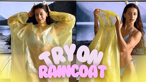 Yellow Raincoat Try-On with Maddie [4K USA]