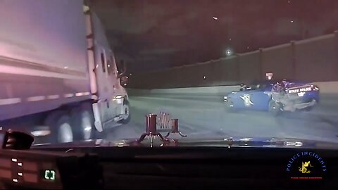 MSP Footage Captures Moment Semi-Truck Strikes Michigan State Police Cruiser