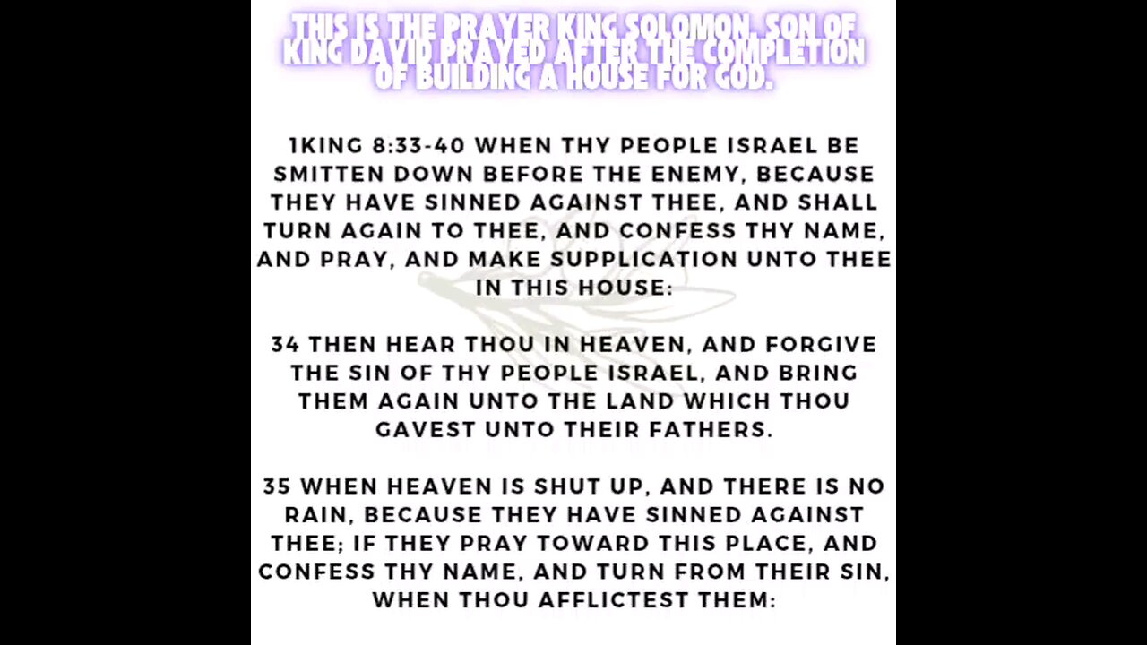 The prayer done by King Solomon