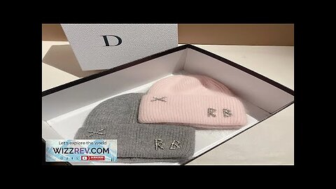 Real Rabbit Fur Diamonds Letter Beanies Hats For Women Winter Warm Knitted Review