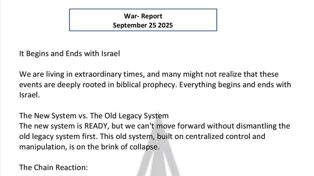WAR REPORT - SEPT 25 2025 - IT BEGINS AND ENDS WITH ISRAEL