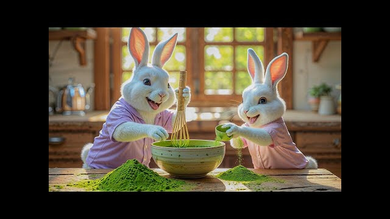Bunny Baristas 🐰☕🍵 Crafting the Perfect Matcha Latte! 🌿💚✨#rabbit #bunny