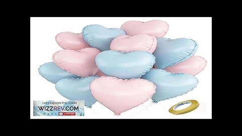 12Pcs Blue Pink Heart Balloons Pastel Baby Pink Blue Beige Foil Helium Review