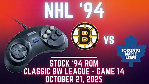 NHL '94 Fall Classic Gens BW - Bruins (FlamShelter) at Maple Leafs (Len {Genesis} Game 14 (OT!)