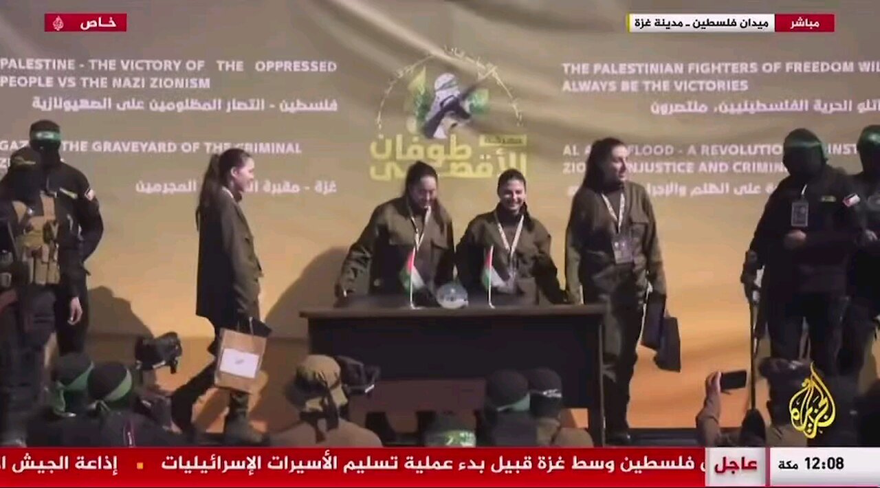 When the four Israeli hostages were brought onstage for handover were dressed in fake IDF uniforms