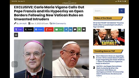 Carlo Vigano Calls Out Pope Francis and His Hypocrisy on Open Borders Following New Vatican Rules