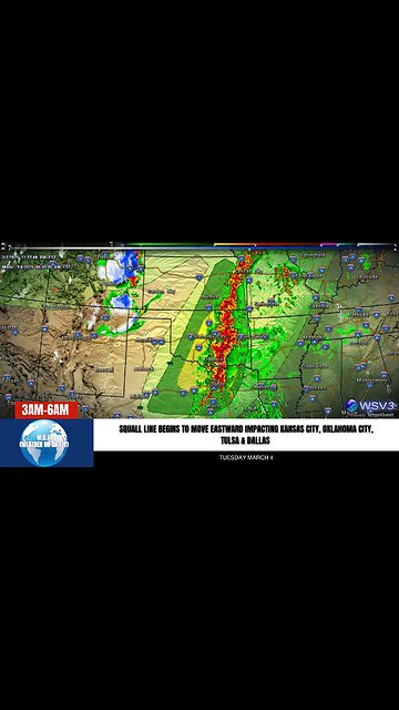 🌩️ Squall Line Tonight: KS, OK, TX Impact by Morning! 3/3/25 #shorts #stormalert #severeweather