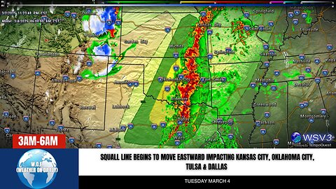 🌩️ Squall Line Tonight: KS, OK, TX Impact by Morning! 3/3/25 #shorts #stormalert #severeweather