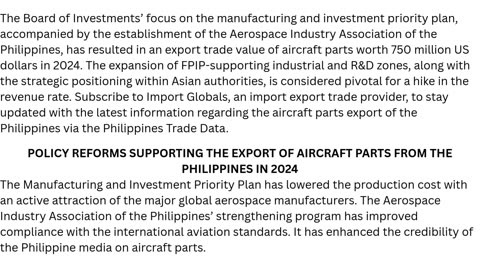Aircraft Parts Export Of The Philippines