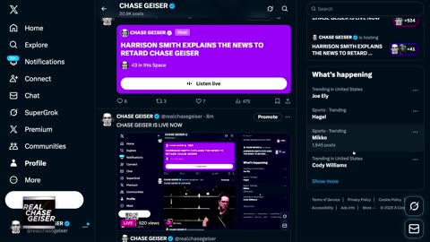 CHASE GEISER IS LIVE NOW