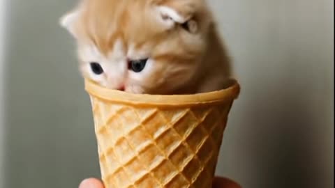 Kitten in an ice cream cup — the cutest video of the day! 🐱🍦