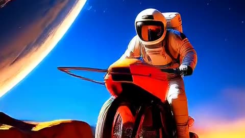 Motorcycle ride to hell on a low-gravity moon