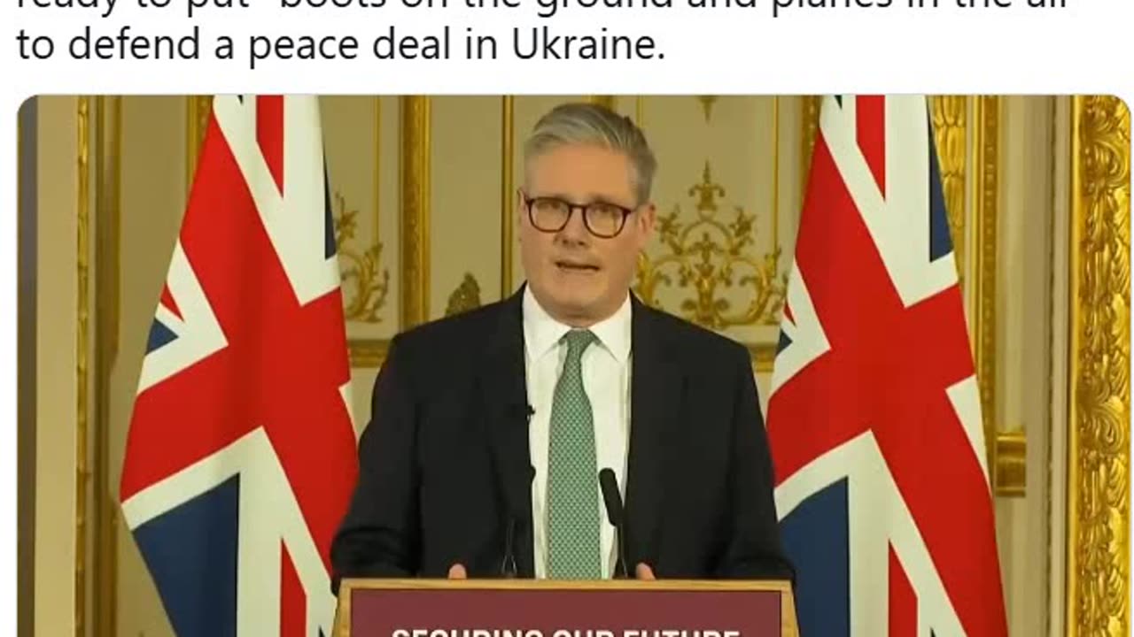 JUST IN: π¬π§πΊπ¦ Prime Minister Keir Starmer says the UK is ready to put "boots on the ground and planes in the air" to defend a peace deal in Ukraine.