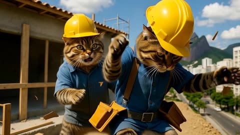 Funny Cats at Work 😂🐱 | This Went Totally Wrong!” “Cats Trying to Work on a Construction