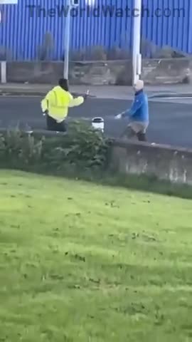 Meanwhile in Ireland today Migrants equipped with sword vs Irishman Standard.