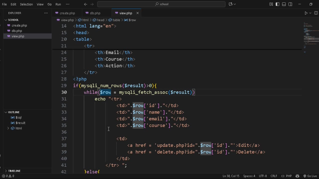 How to create view in PHP