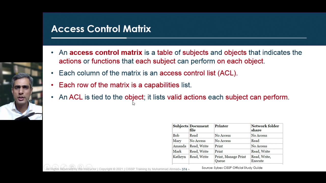72 - Domain 3 - 32 Access Control Matrix