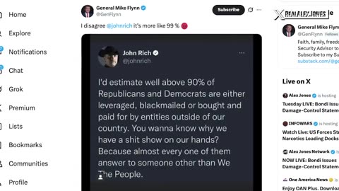 🚨 RED ALERT: 🚨 General Flynn Will Issue An Emergency Message To President Trump And The American People Tomorrow At Noon Eastern, Live On The Alex Jones Show