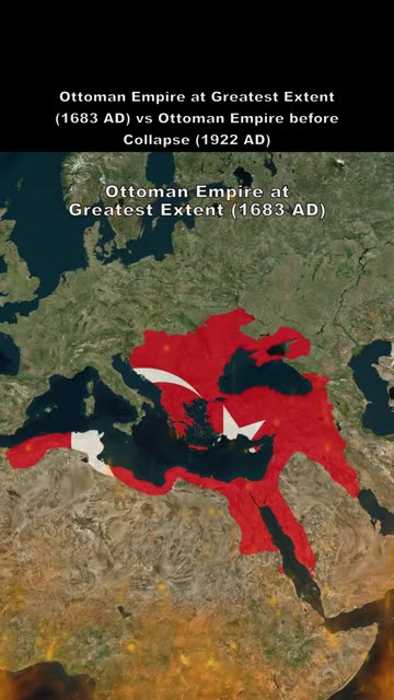 Ottoman Empire at Greatest Extent (1683 AD) vs Ottoman Empire before Collapse (1922 AD)