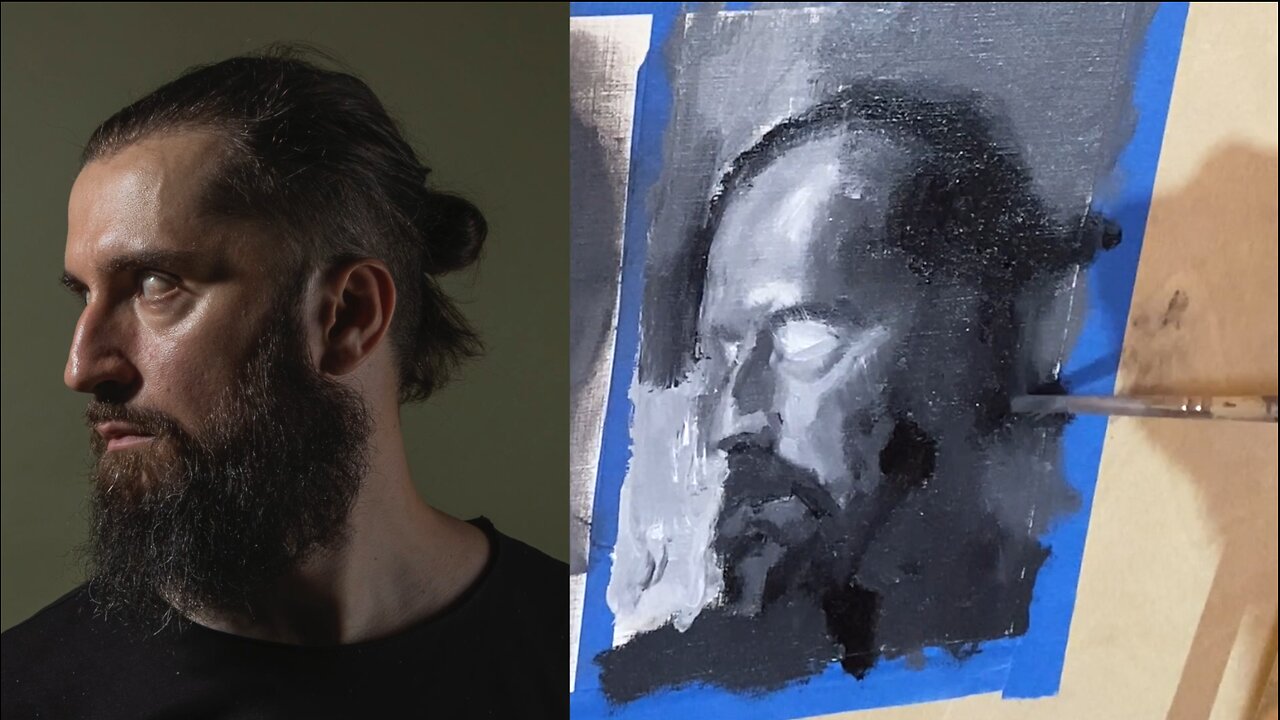 Black & White Oil Painting: Portrait Study with Live Commentary