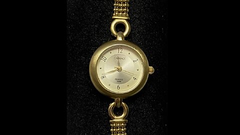 Ladies Round Gold-Tone CARRIAGE by TIMEX Beaded Bracelet Quartz WATCH New Battery -Tested