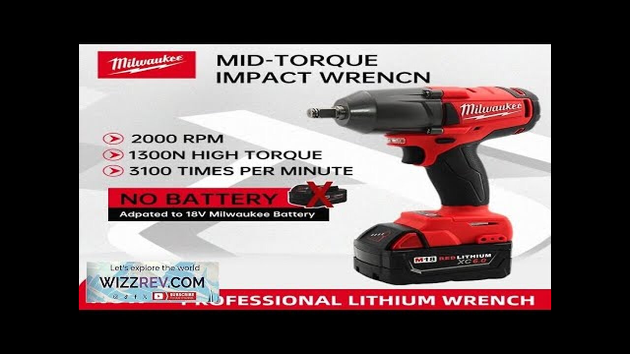 Milwaukee 18V lithium battery 1300N.M Large Torque Cordless Electric Impact Wrench Review