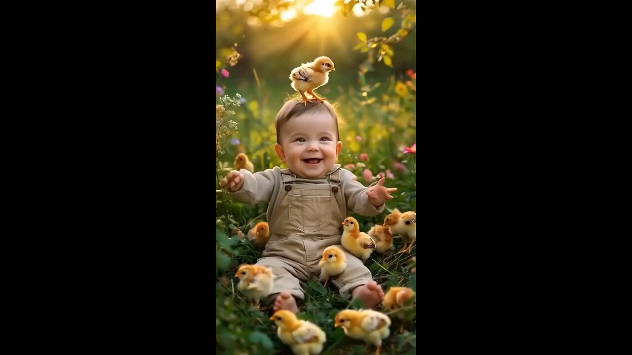 "Adorable Baby Laughing with Chicks | Heartwarming Nature Moments"