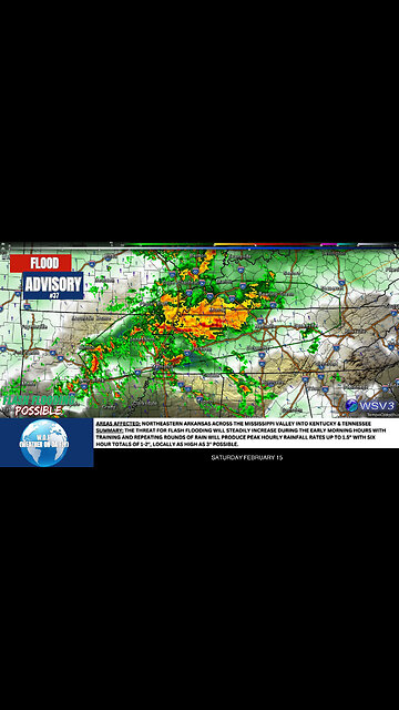 🌧️ Flash Flood Emergency: MS & TN Valleys Today! 2/15/25 #shorts #weather