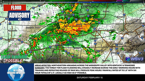 🌧️ Flash Flood Emergency: MS & TN Valleys Today! 2/15/25 #shorts #weather