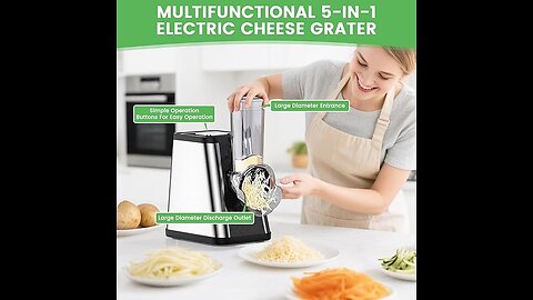 Electric Cheese Grater 5-in-1 | Automatic Slicer & Shredder with 5 Blades
