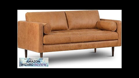 POLY & BARK Cognac Tan Brown Leather Couch 88.5" Mid Century Review