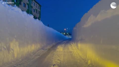 This is what the roads in the Yakut village of Tiksi look like: locals have to literally wade