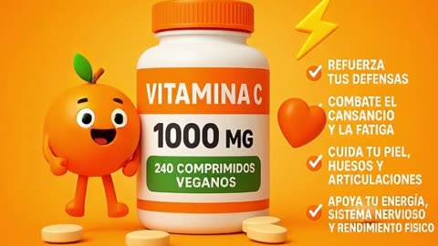 🌟 Vitamina C 1000 mg – 240 comprimidos veganos 🌱 ¡Dale a tu cuerpo un impulso que se nota! 💪