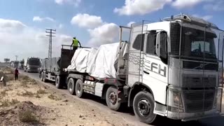 Trucks carrying aid seen in Gaza’s Khan Younis