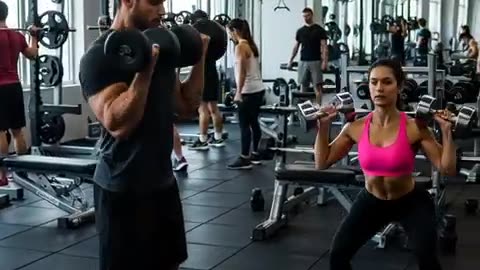 People Lifting Dumbbells In JYM