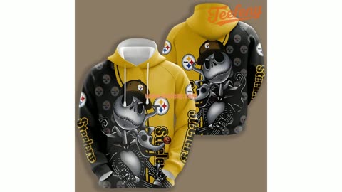 Pittsburgh Steelers Jack Skellington 3D Hoodie Mens Yellow Black Edition