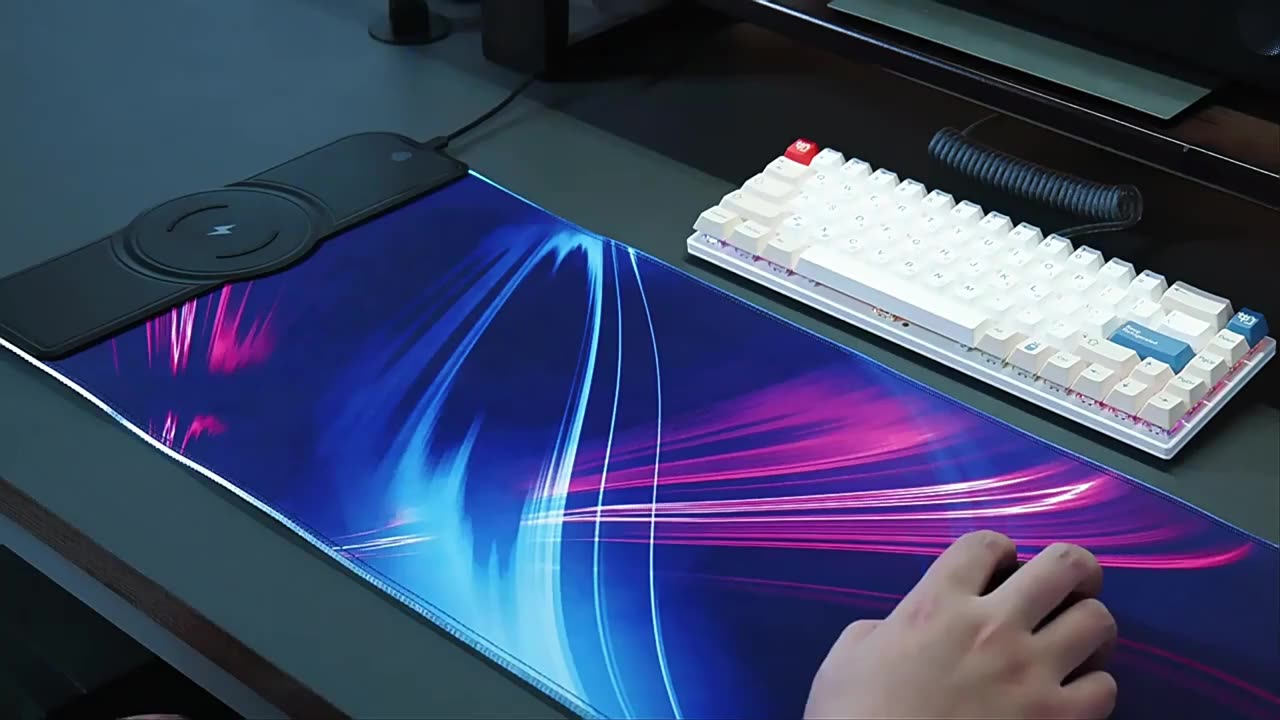 Large RGB LED Waterproof Gaming Mouse Pad with Wireless Charging