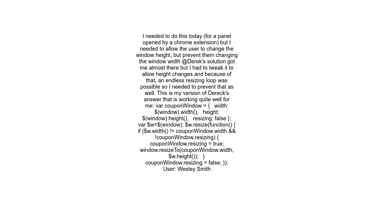 Disable Browser Window Resize