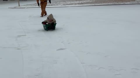 Laundry Basket Makes Perfect Improvised Sled