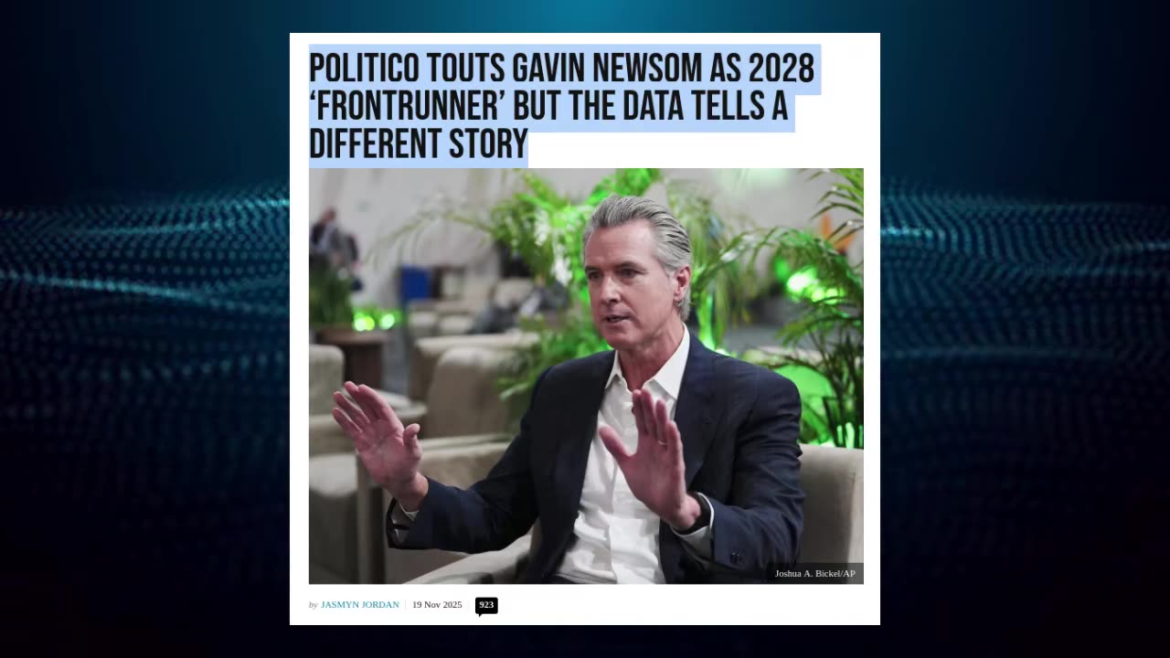 Politico Touts Gavin Newscum As 2028 Frontrunner But Data Tells a Different Story