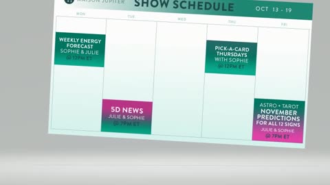 Weekly Schedule Maison Jupiter YouTube & Rumble