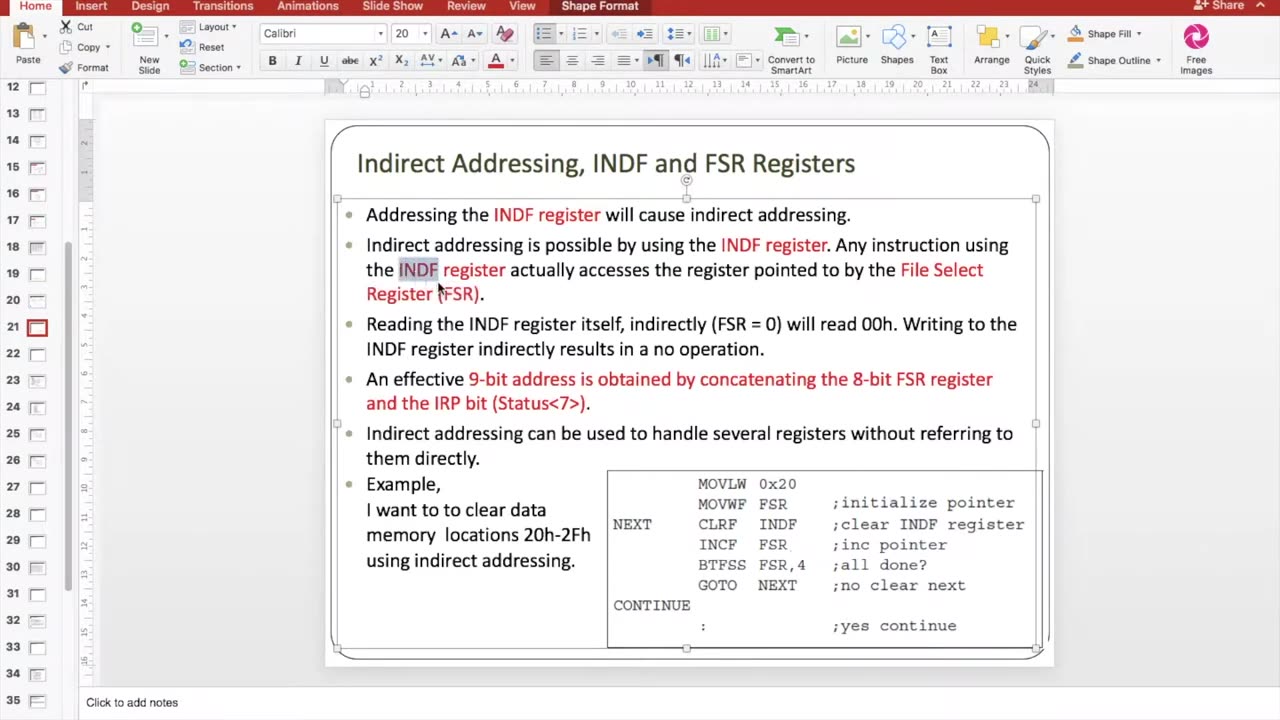 Tutorial (9): Creating arrays using indirect addressing in PIC microcontrollers