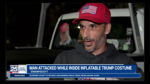 Democrat Beats Man Wearing Trump Outfit and Holding US Flag