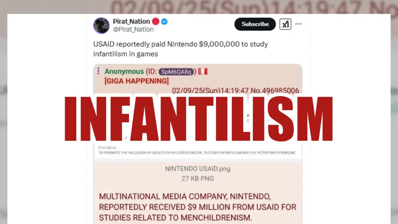 Fact Check: USAID Did NOT Pay Nintendo $9 Million To Study Infantilism -- Fake 4Chan Post