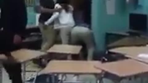 Desk Thrown Causes Students To Fight In The Classroom